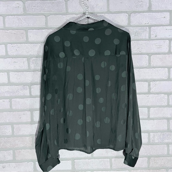 Madewell Jacquard Dot Pajama Long Sleeve Button Down Blouse in Green Size XL - Picture 4 of 8